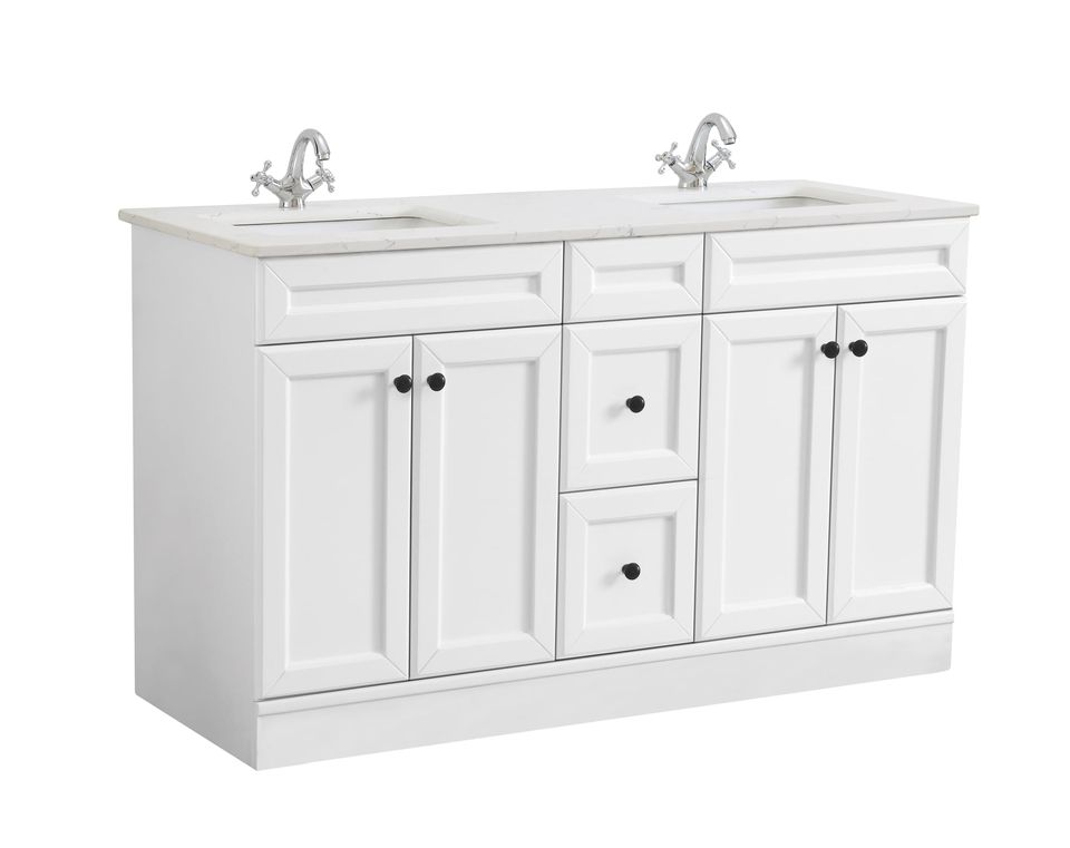 900/1200/1500mm Matte White Hampton Style Bathroom Vanity - 612-BCD
