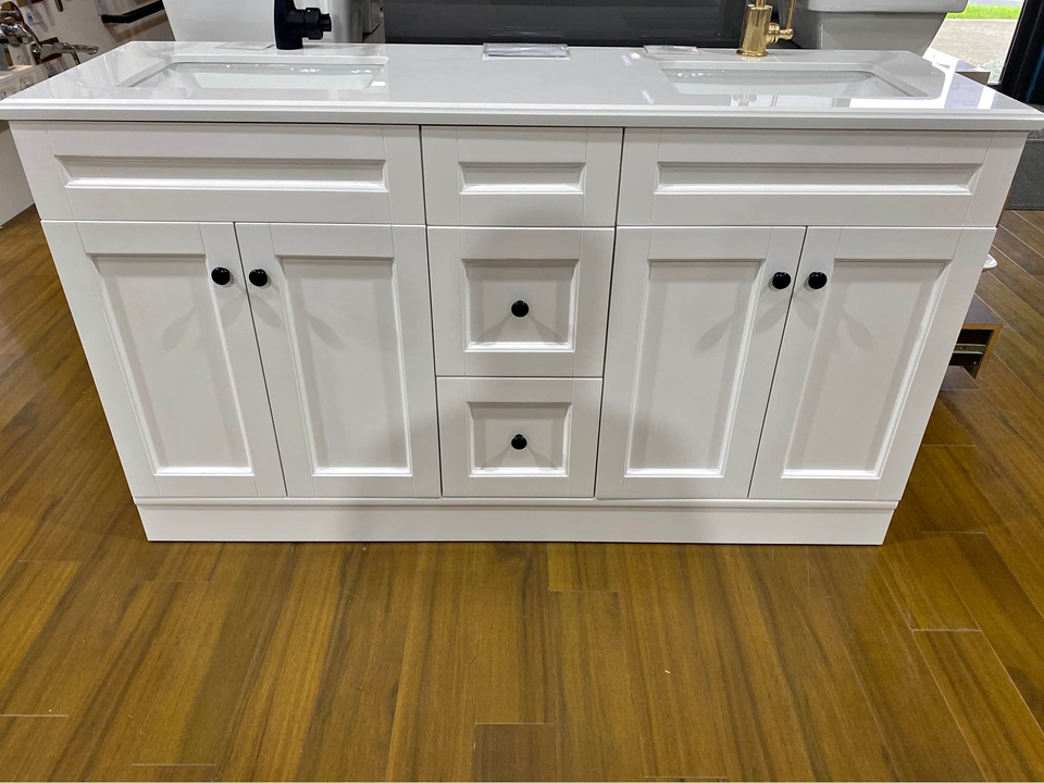 900/1200/1500mm Matte White Hampton Style Bathroom Vanity - 612-BCD