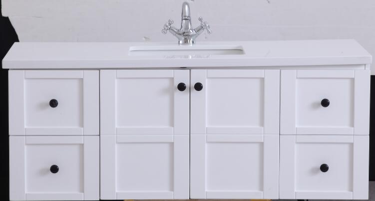 1200 Matte White Shaker Vanity Wall Hung - 633-C