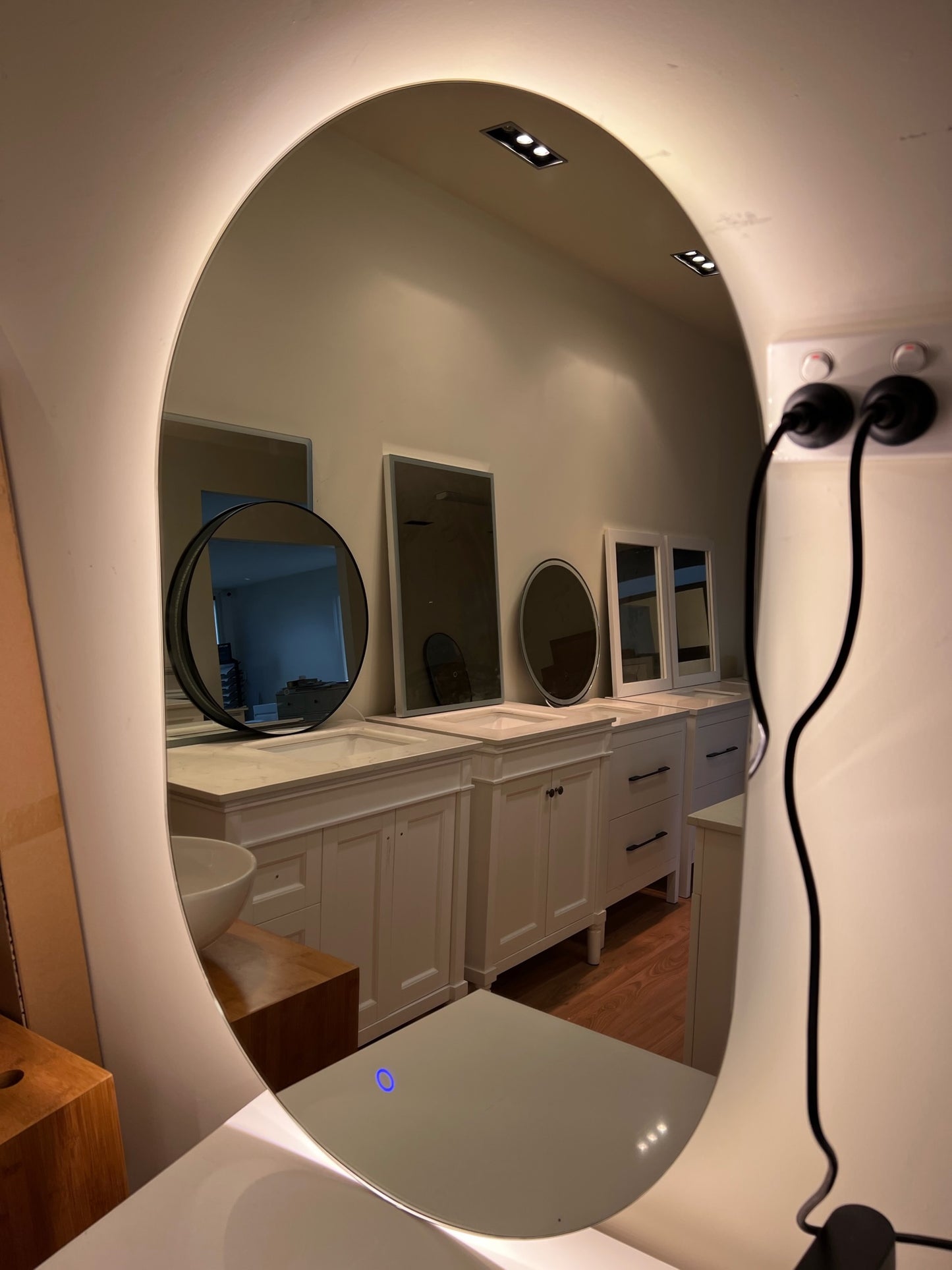 900x600mm Pill Shape LED Mirror - Angle-E