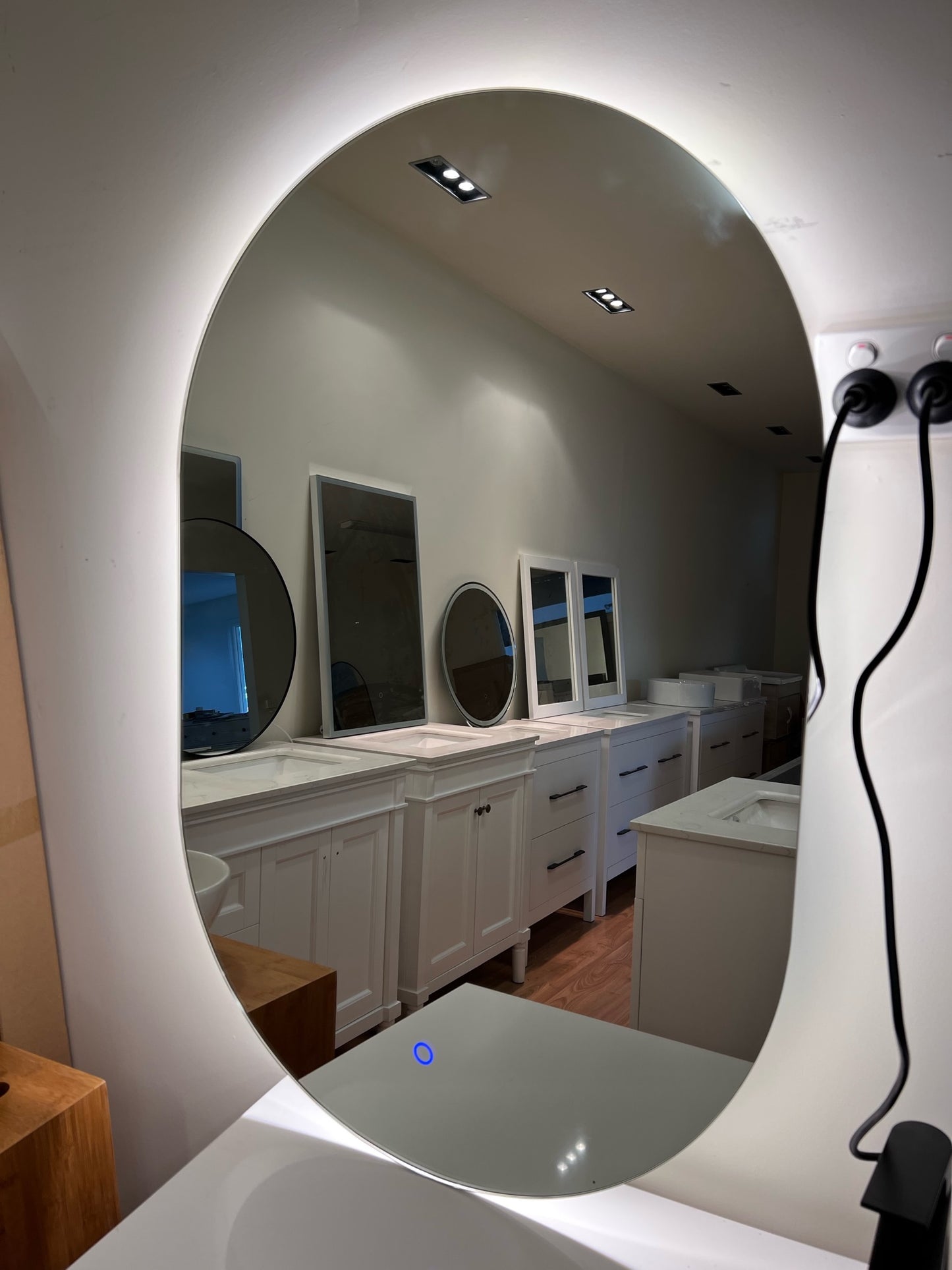 900x600mm Pill Shape LED Mirror - Angle-E