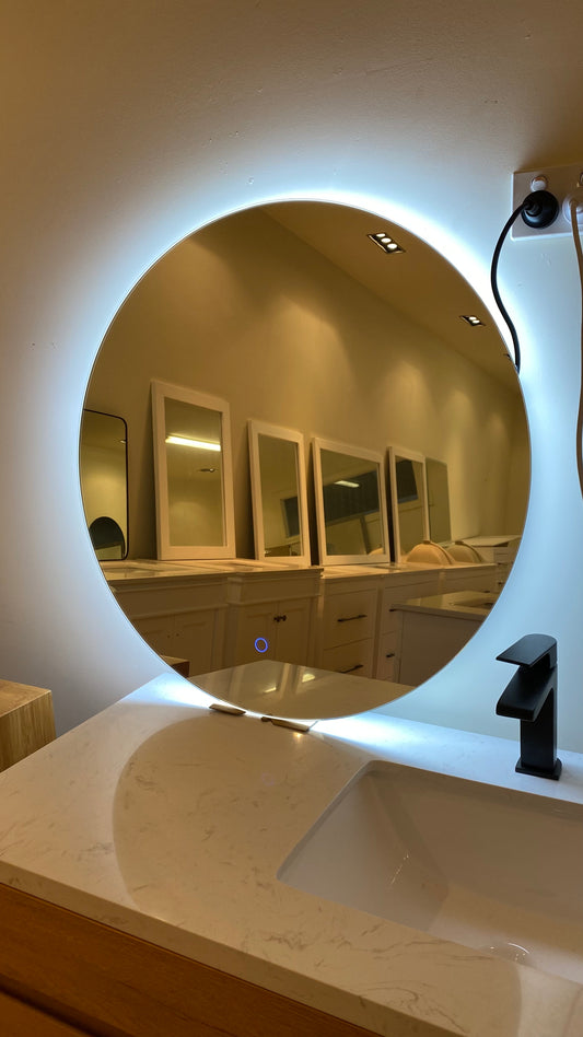 700mm Round LED Mirrors Frameless - Angle-B