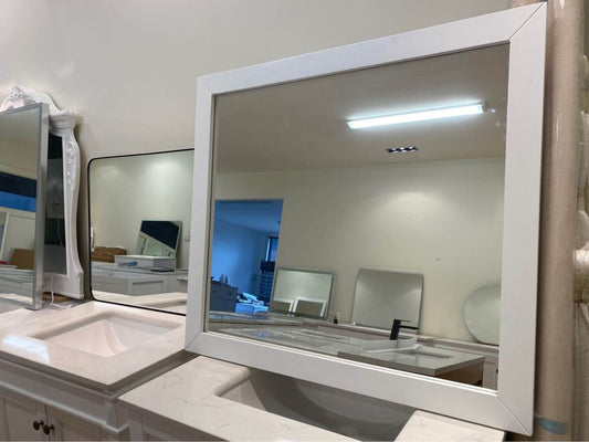 1160x800mm Matte White Wood Frame Mirror - CF