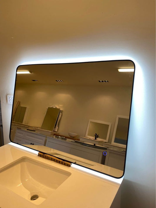 900x600mm Rectangular Black Frame LED Mirror - Emily-A