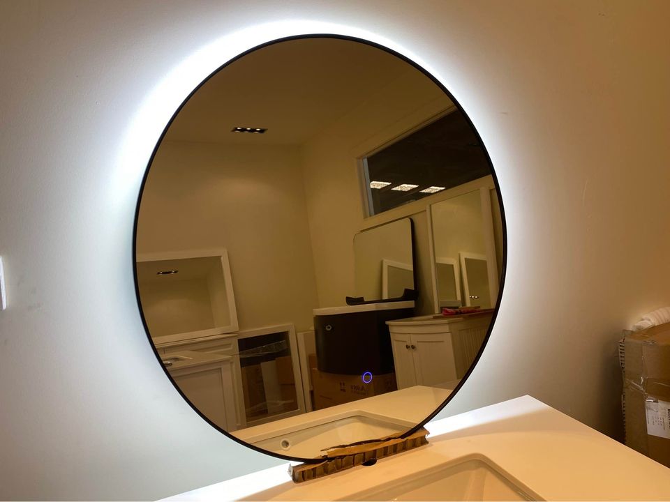 700mm Round LED Mirror Black Frame- Angle-A