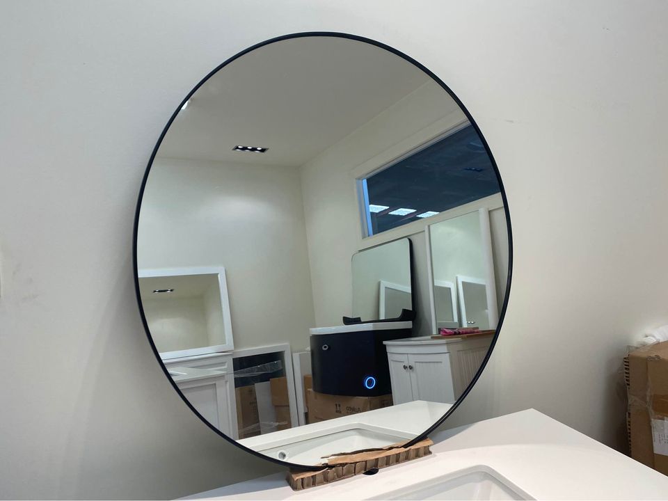 700mm Round LED Mirror Black Frame- Angle-A