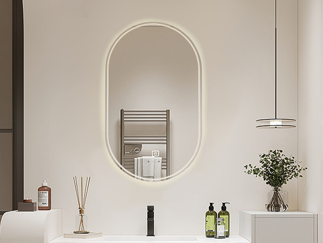 900x600mm Pill Shape Proximity Sensor LED Mirror - M-L3A